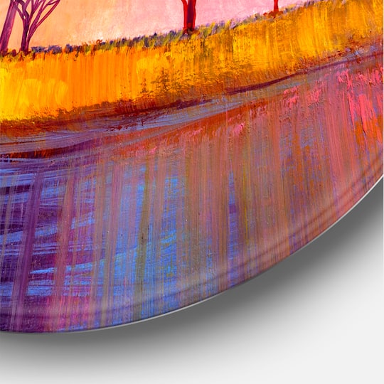 Designart - Autumn Fantasy Trees I - Modern Metal Circle Wall Art